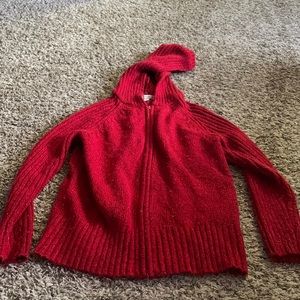 Red sweater zip up jacket